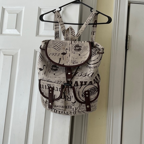 Bahamas Handbags - BahamasStylish Cream and Brown Backpack